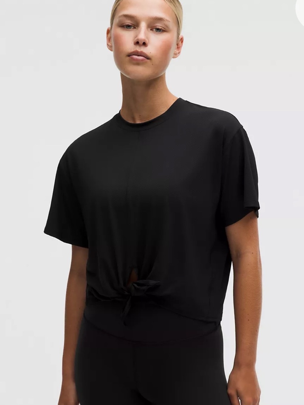lululemon athletica Black Tie-Front Short Sleeve Tee